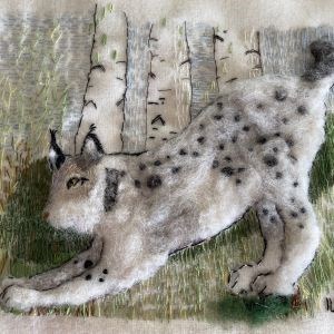 Embroidered lynx, photo