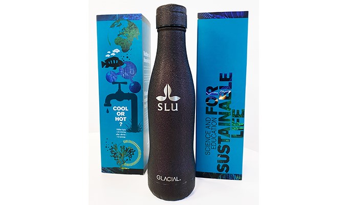 profiled thermos bottle with SLU logo