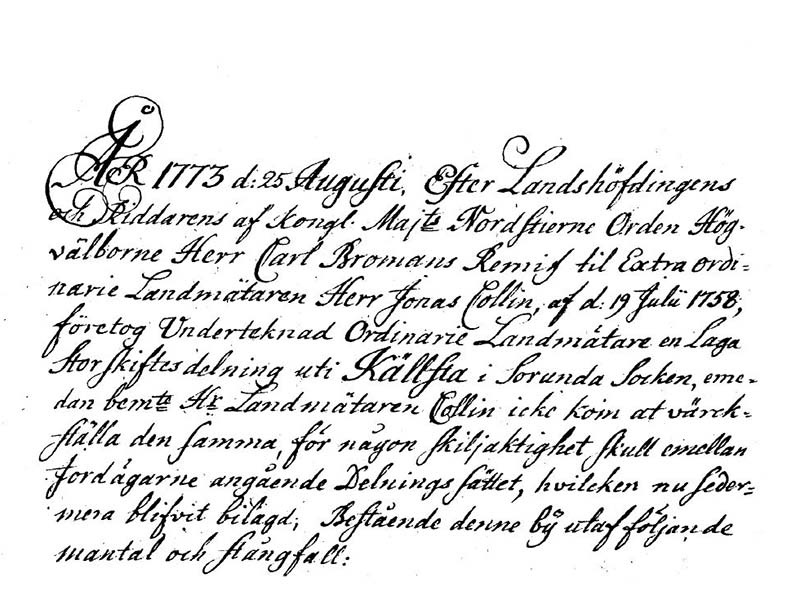 Exempel på gammal handskrift.