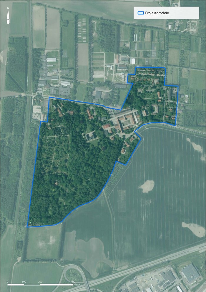 flygbild över Alnarpsparken