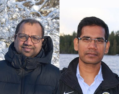 Vikash Kumar på vänstra sida (foto togs av Sunita Kushwah) och Jay Prakash Maurya på högre sida (foto togs av Santosh Govind Khokarale)