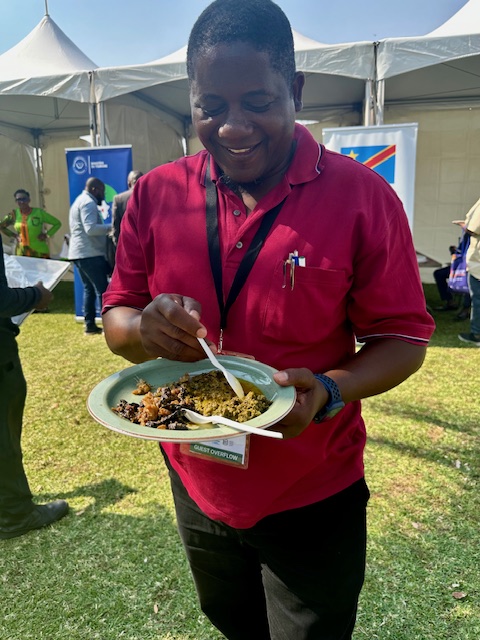 Man eating edible insects