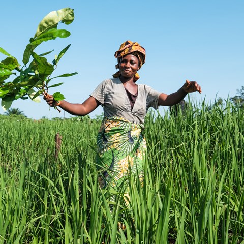 Woman on a field in Africa