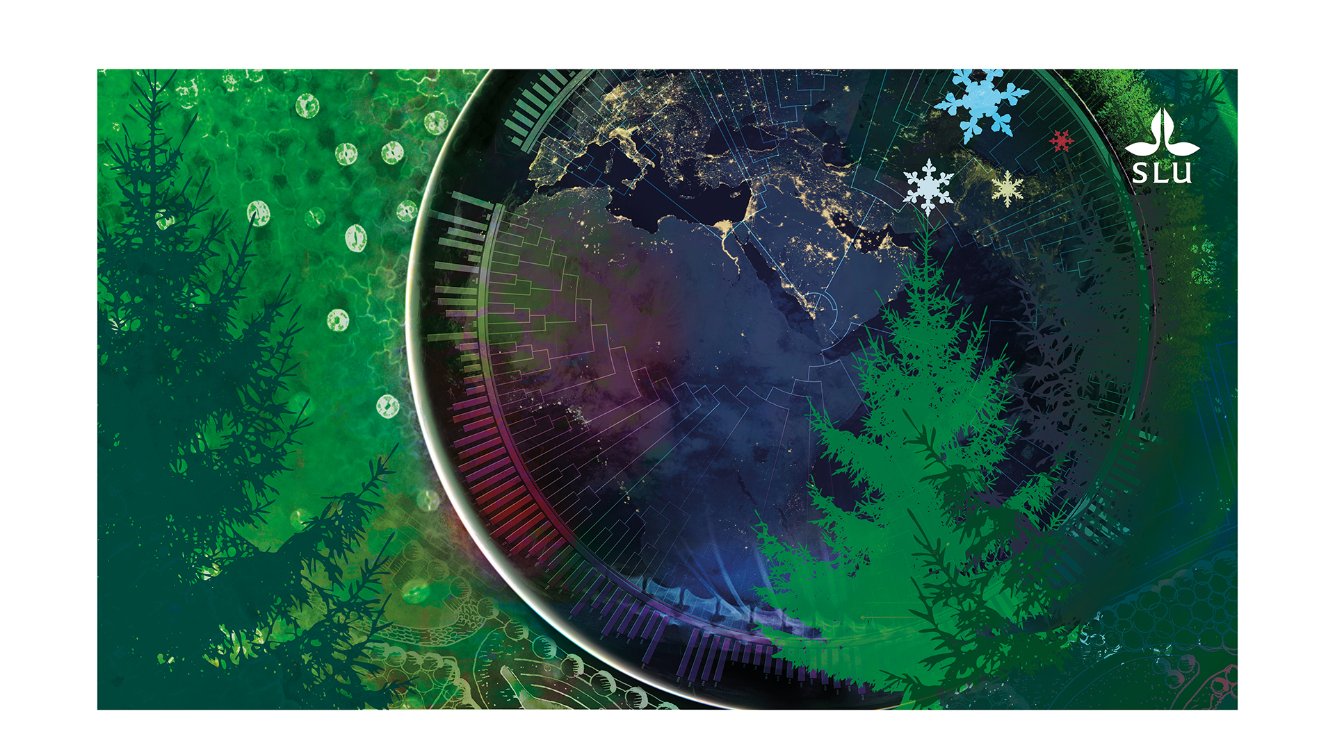 An image collage with an SLU logo in the upper right corner. 