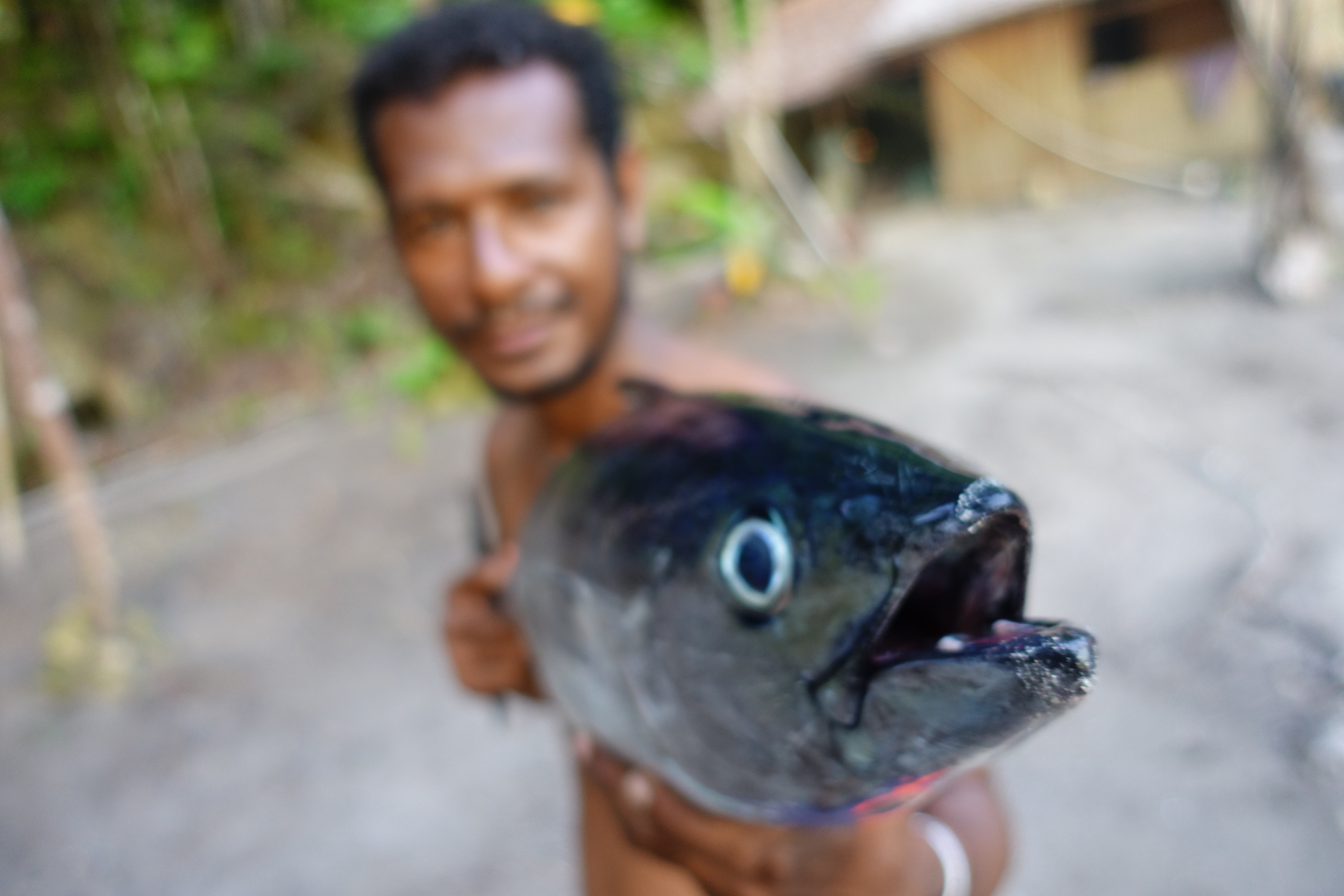 A man showing a fish, photo.
