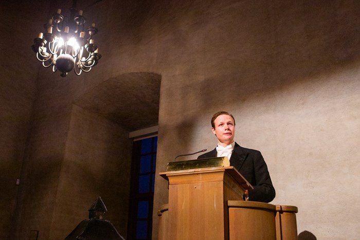 Veternärstudenten Albin Ingstedt var kvällens toastmaster.