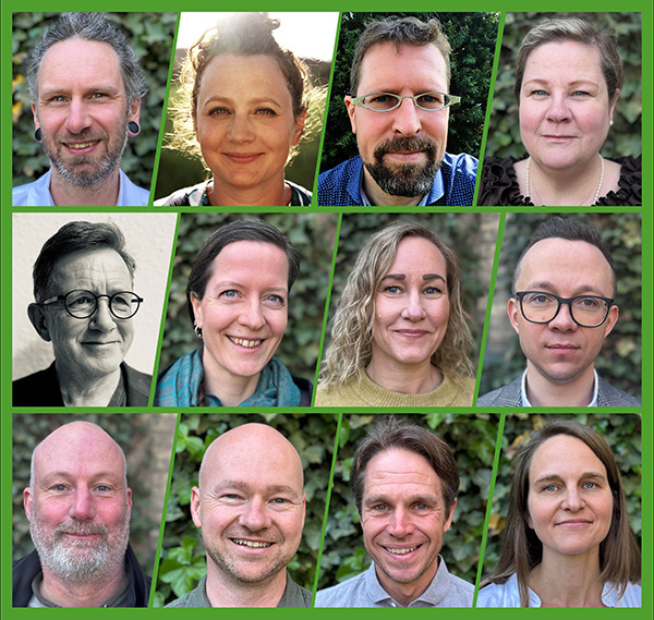 Collage med porträtt av tolv forskare