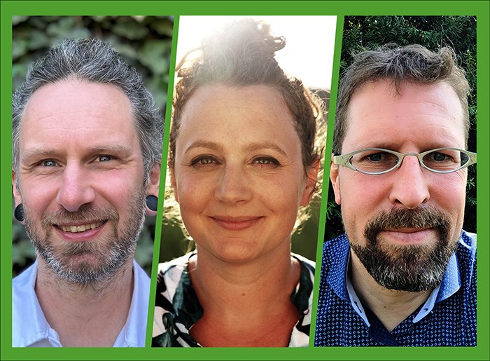 Fredrik, Cecilia och Thomas ser glada ut