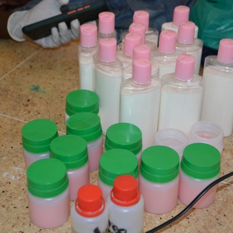 Bottles with milk