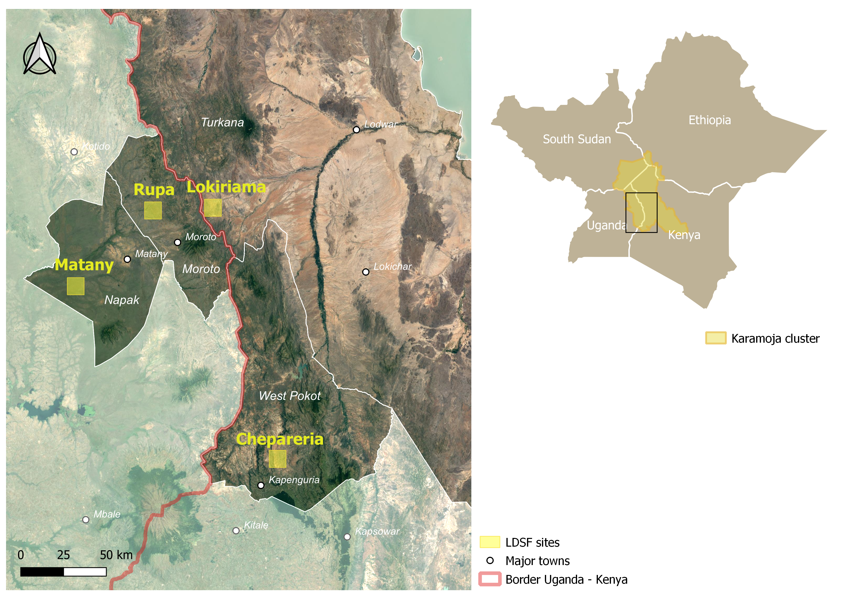 Map of the field sites in  Drylands Transform
