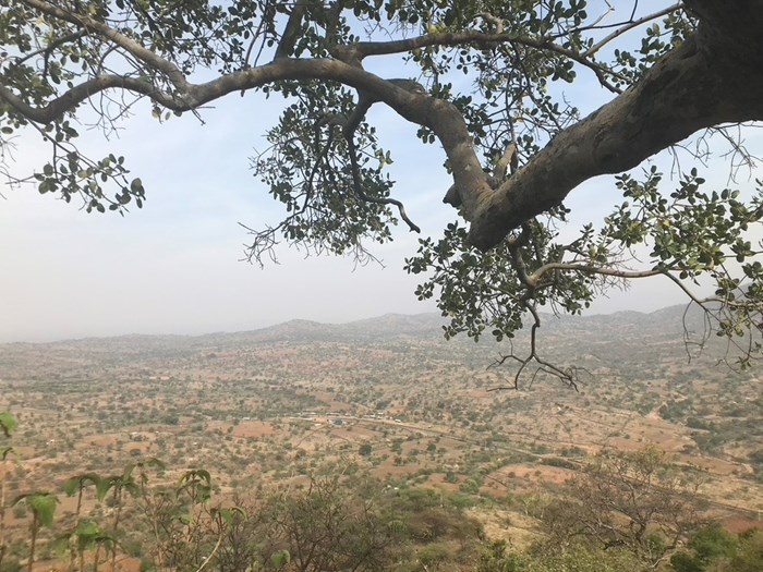 View from a hill of a dry african landscape
