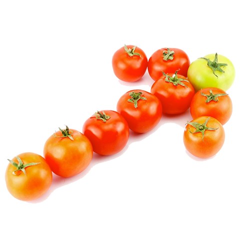 En pil skapad av tomater, foto.