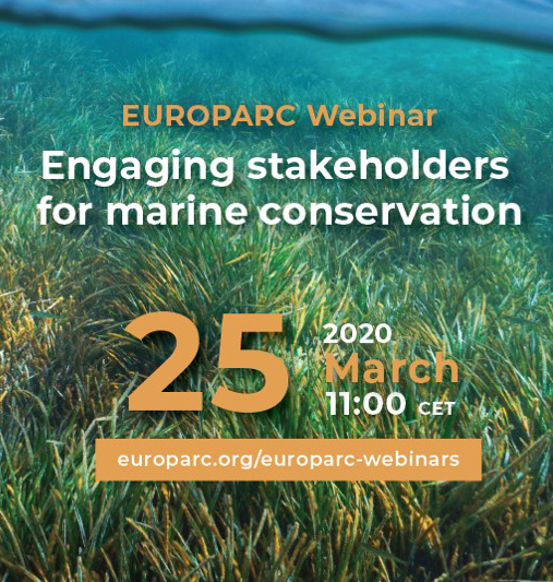 Text: "Europarcs "Webinar: Engaging Stakeholders för Marine Conservation".