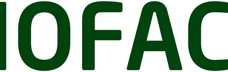 Texten "Biofach" i grönt.