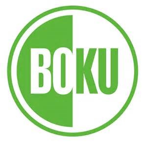 BOKUs logotyp: Ordet BOKU i grönt och vitt.