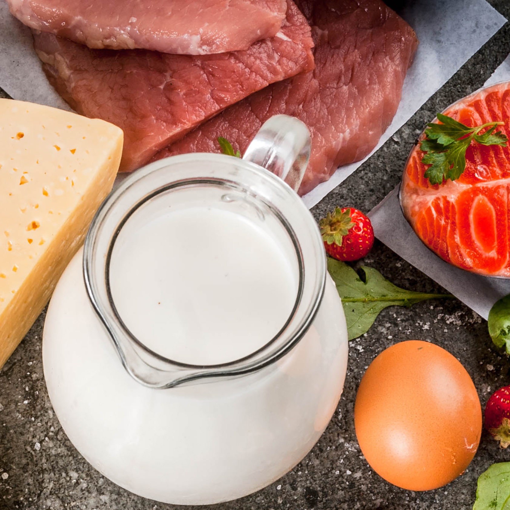 Mjölk, ägg, ost och kött