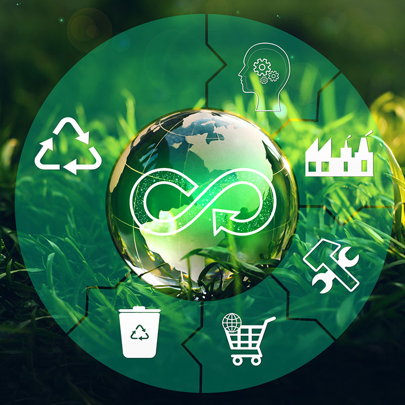 Begreppet cirkulär ekonomi. Illustration.