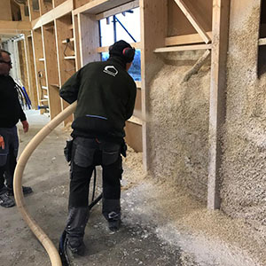 Sustainable buildings - hemp is used to isolate a wall