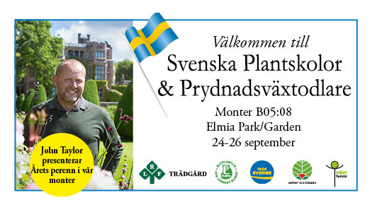 En annons som informerar om Svenska plantskolors monter på mässan Elmia Garden 2019. Inskannad annons.