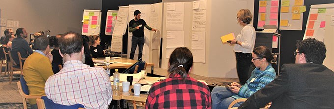 Bild på en redovisning av gruppdiskussioner vid SLU Skogsskadecentrums öppna möte