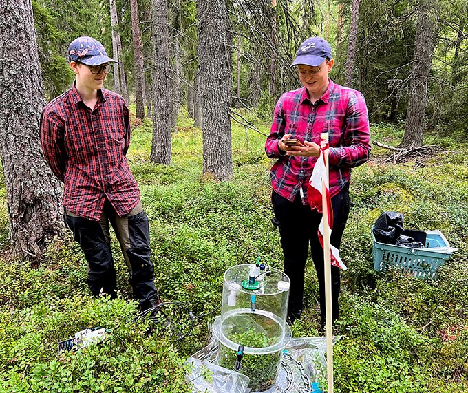 Två personer i skog