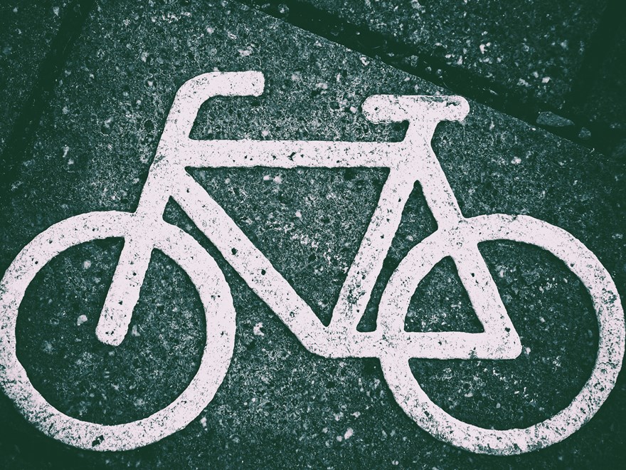 A bycicle symbol on the street