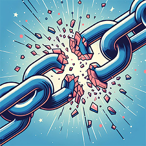 tecknad kedja som bryts