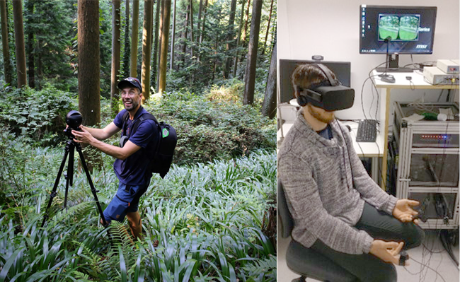 Marcus Hedblom is taking 3D photos in a forest in Japan. Martin Schaefer is sitting i a laboratory at Karolinska Institutet. Photos.