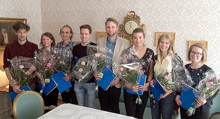Vinnarna av Uppsala kommuns uppsatsstipendium 2017. Foto.