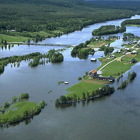 Flygbild över Vindelälven.