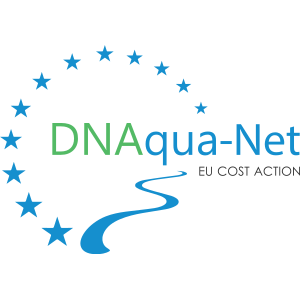 Logotyp för DNAqua-Net. Illustration.