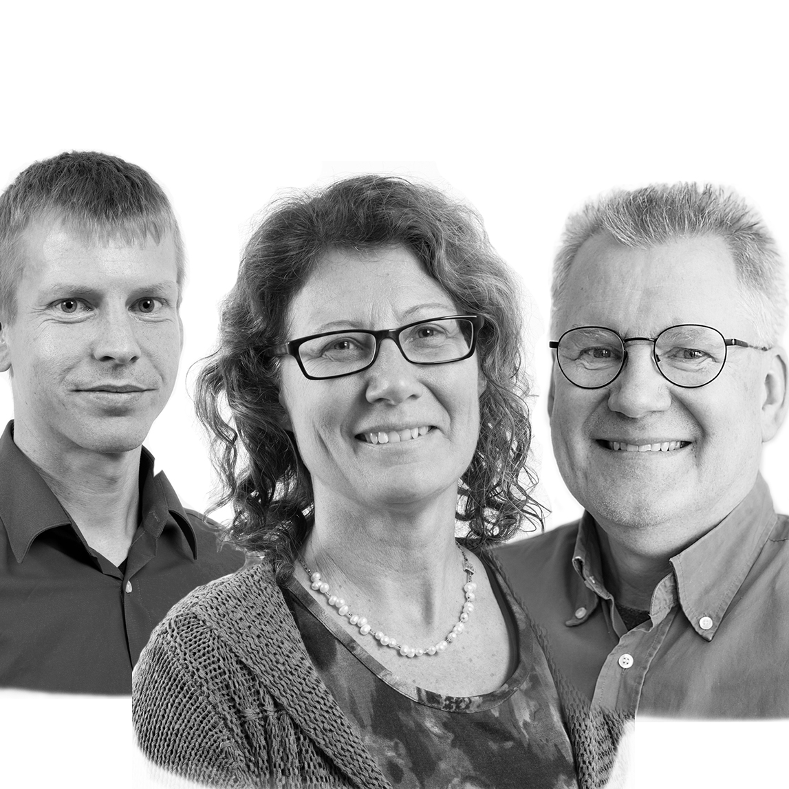 Portrait of Lutz, Karin and Anders. Collage.