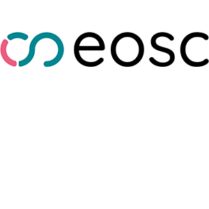 Logotyp: symbol och texten "eosc". Illustration.