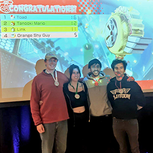 Winners in the Mario Kart tournament 2023, photo.