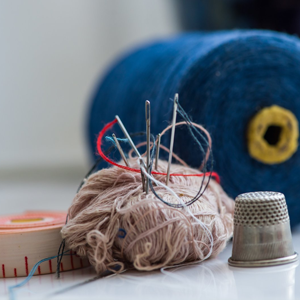 Nål och tråd, foto.