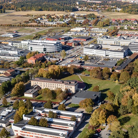 Aerial photo over SLU's campus in Uppsala