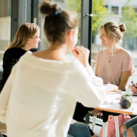 Studenter som pluggar vid ett bord