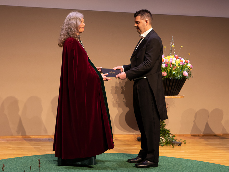 Maria Knutson Wedel och Stergios Adamopoulos vid professorsinstallationen 2022