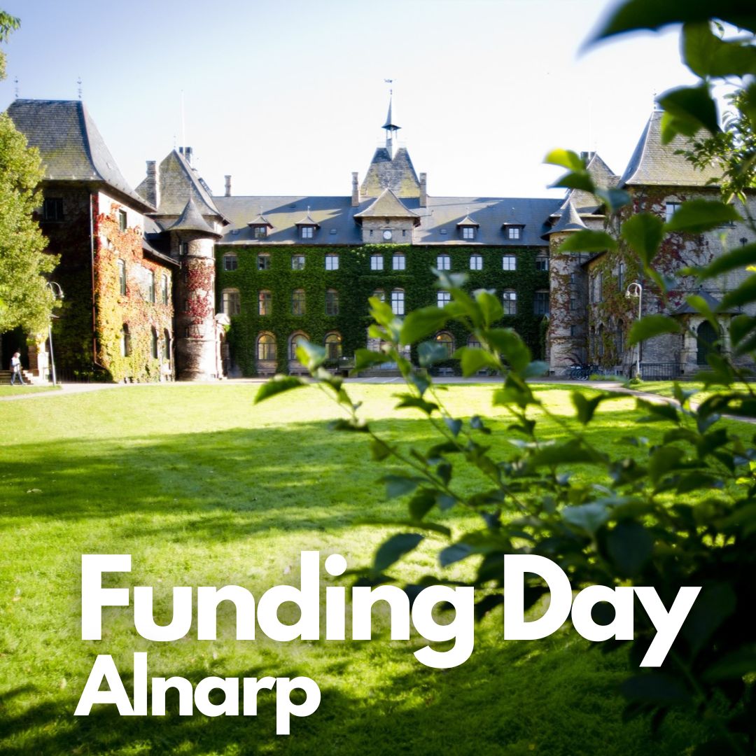 Alnarp Castle with overlayed text "Funding Day Alnarp". Photo.