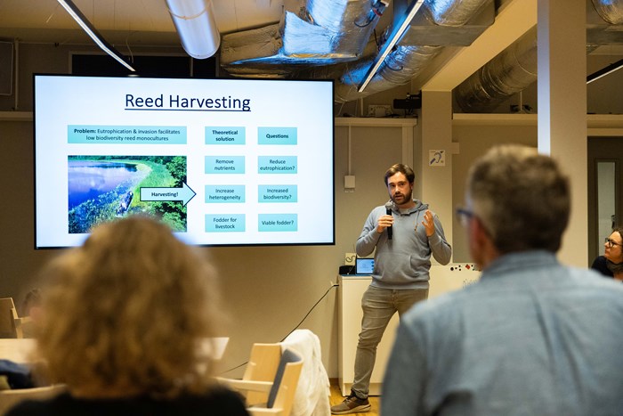 PhD student William Ashworth gives a speed-talk about his PhD project