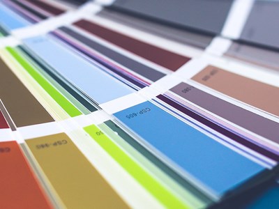 Color swatch card. Photo.