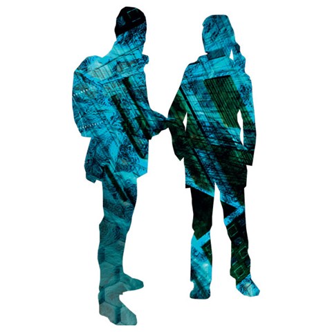 Silhouettes of two peopler. Illustration.