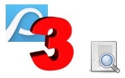 En röd 3:a med Proceedos logotype i bakgrunden. Bredvid finns ett förstoringsglas över ett vitt dokument, vilket symboliserar en fakturagranskare i Proceedo Illustration. 