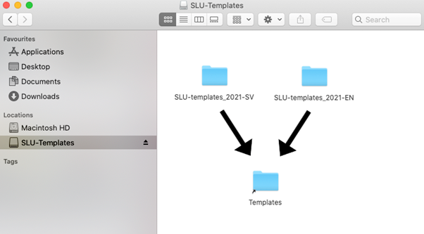 Screenshot showing how to install the templates.