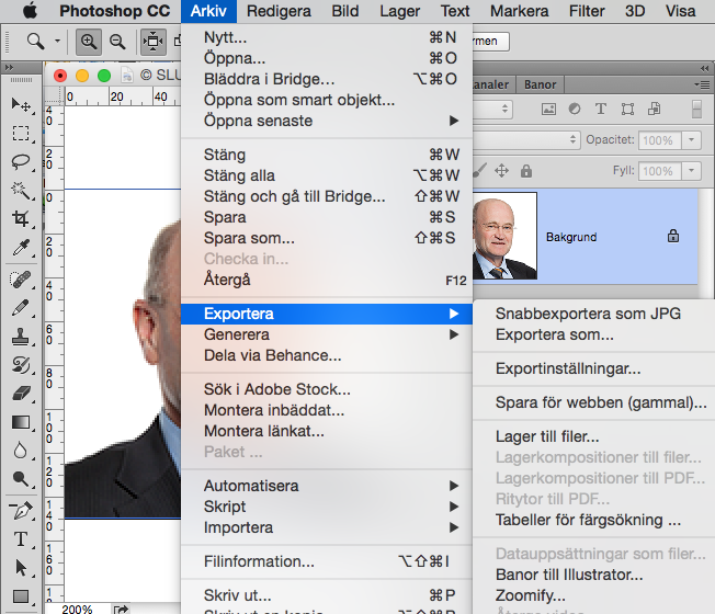 Bild som visar hur du sparar för webben i Adobe Photoshop.