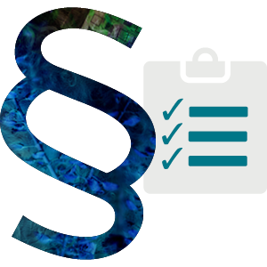 Bild med ikon för paragraftecken och checklista.