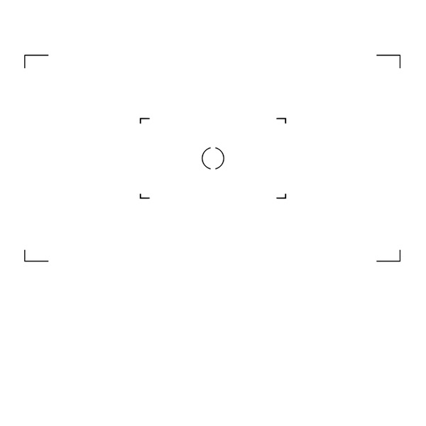 Bild av en sökare med hårkors i en kamera.