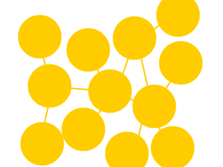 Bild av gula cirklar som är sammankopplade med streck.