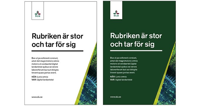 Two eposters showing the differences between white and green background but with the same message.