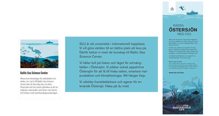 Kollage och budskap från material till Baltic Sea Science Center